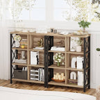 FATORRI Bookcase, 6 Cube Storage Organizer Shelf, Wood and Metal Cubby Book Shelf, Industrial 4 Tier Cube Bookshelf (Rustic Oak)