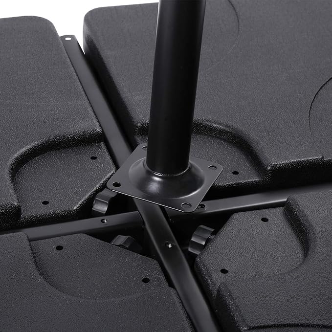 Sunnyglade 4PCS 176LB Square Shaped Water Or Sand Filled Umbrella Base Cantilever Offset Patio Market Umbrella Base Stand with U Locking (Black)