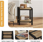BON AUGURE End Table Set of 2, Small Side Table for Living Room, Night Stand, Bedside Tables with 2-Tier Storage Shelves for Bedroom, Small Spaces (Vintage Oak)