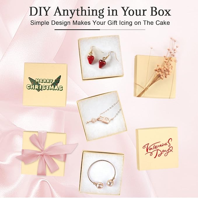 Cardboard Jewelry Brown Gift Boxes 20 Pack3.5×3.5×1 inches, its apply to displaying necklaces, rings, bracelets, earrings