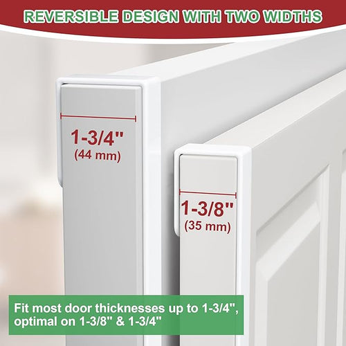 15" Reversible Wreath Hangers for Front Door, Fit Most Doors up to 1-3/4", Heavy Duty Steel Over The Door Hooks Hold up to 80 LBS for Spring & Easter Wreaths, Seasonal Door Decor (White 2 Pack)