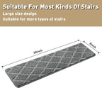PURE ERA Carpet Stair Treads Tape Free Non Slip Indoor Stair Carpet Stair Protectors Pet-Friendly Non-Slip Skid Resistant Washable Reusable 8" x 30"(2 Pieces,Gray Diamond Trellis)