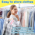 Patelai 120 Pcs 72 Inch Long Dry Cleaning Bags for Clothes Dress Clear Garment Bags for Hanging Clothes Plastic Storage Cover Transparent Dust Cover for Laundrette Suits Wedding Gowns Coats Uniforms