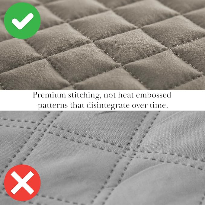 Southshore Fine Living, Inc. Oversized Quilt, King Size Bedding Set, Soft Microfiber, Easy Care Stain and Pet Hair Resistant Bedding, California/King Size Quilt Bedspread Set w/2 Shams, Dark Taupe