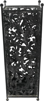Vintage Metal Umbrella Holder Decorative Flower Design Square Umbrella Stands Entryway Organizer Bucket for Home/Office/Farmhouse - Holds Multiple Umbrellas, Walking Sticks & Canes (Black)
