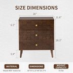 COSIEST Modern End Table w 3 Storage Drawers, Night Stand w Honeycomb Pattern, Small Wood Chest, Accent Cabinet for Bedroom, Living Room