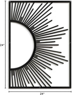 SIGNLEADER Metal Wall Art Decor Shining Sun Minimalist Modern Abstract Wall Sculpture Hangings Home Decoration for Living Room, Bedroom, Bathroom, Kitchen, Outdoor - 24" Black
