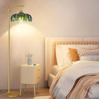 Arc Floor Lamps for Living Room Gold Floor Lamp with Remote Control,Dimmable Floor Lamp with Glass Lampshade,Vintage Mid Century Modern Standing Lamp Tall Flower Lamps for Bedroom Corner