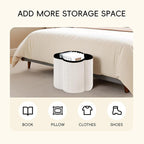 PINPLUS Storage Ottoman Cube Flower-Shaped Boucle Footrest Stool with Hidden Storage, Multi-Functional Cube Seat for Living Room, Dorm - White 12.6"x12.6"x12.6"