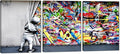 Novatique Banksy Wall Art Street Graffiti Wall Art Behind The Curtain Graffiti Posters Paintings Street Art Prints Decor for Living Room Bedroom, 12" x 16" x 3Pcs