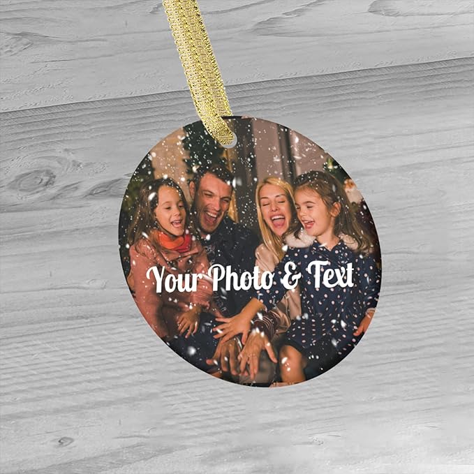Personalized Christmas Ornaments 2025 Photo Ornament Christmas Tree Custom Ornaments with Picture Customized Ornaments for Family Couples Wedding Xmas Tree Home Decorations Set of 4