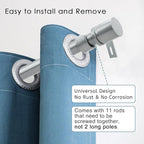 Curtain Rods for Windows 16 to 170 Inches Adjustable Length 1 Inch Diameter Window Curtain Rod with Aluminium End Cap, Silver Gray