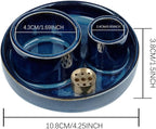 4 in 1 Incense Holder, Ceramic Incense Stick and Palo Santo Holder,Sage Holder for Burning- 4.25" Ceramic Ash Catcher Tray for Meditation and Yoga Room (Blue)
