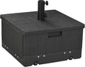 Outsunny 3-in-1 Outdoor Umbrella Base, Coffee End Table, Planter Box with Drain Hole, 175 lbs. Capacity Heavy Duty Fillable Patio Umbrella Stand Table with Wheels and Handles for Deck, Poolside, Black
