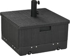 Outsunny 3-in-1 Outdoor Umbrella Base, Coffee End Table, Planter Box with Drain Hole, 175 lbs. Capacity Heavy Duty Fillable Patio Umbrella Stand Table with Wheels and Handles for Deck, Poolside, Black