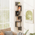 Tangkula 5-Tier Corner Shelf Wall Mount, Farmhouse Floating Corner Bookshelf, Industrial Modern Display Shelf Stand, Wooden Storage Organizer for Living Room Home Office (1, French Oak)