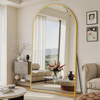 Suidia Arched Full Length Mirror, 86"x46" Floor Mirror Freestanding, Floor Standing Full Body Mirror with Stand for Bedroom, Hanging Leaning Mounted for Living Room Cloakroom, Gold