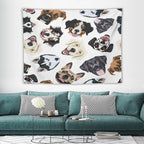 VUMIVI Dog-Head Tapestry Cartoon Pet Illustrations Cute Funny Animals Colorful Graffiti Tapestry Wall Hanging for Living Room Bedroom Dorm Classroom Aesthetic Decor W80xL60in