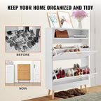 VEVOR Shoe Storage Cabinet for Entryway, 31.5" D x 9.4" W x 47.3" H, White