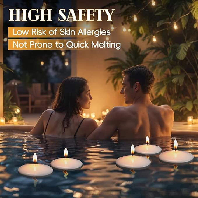 3 inch White Floating Candles, 60 Pack Unscented Floating Candle,8-9 Hours Burning Floating Candles for Centerpieces, 3" Water Candles for Cylinder Vases, Wedding, Party