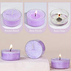 Unscented Tea Lights Candles for Easter, 5 Hours Purple Pearled Tea Lights Candle Bulk for Spring,Smokeless Mini Tealight Votive Candles for Wedding,Valentine's Day,Baby Shower,Christmas, 12pcs