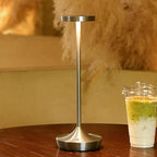 LED Cordless Table Lamp Rechargeable，Outdoor Battery Operated Desk Lamp Touch 3 Color Dimming Portable Waterproof Night Light for Patio/Restaurant/Dining/Home（Chrome