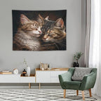 VUMIVI Cat Tapestry Adorable Animals Two Kittens Snuggling Together Vintage Print Realistic Design Tapestry Wall Hanging for Living Room Bedroom Dorm Classroom Aesthetic Decor W40xL30in