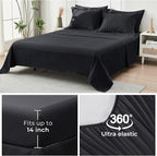 HYMOKEGE Black Queen Comforter Set Seersucker 7 Pieces, All Season Luxury Bed in a Bag for Bedroom, Bedding Set with Comforters, Sheets, Pillowcases & Shams