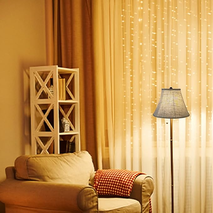 Double Brown Lamp Shade Set of 2, TOOTOO STAR Large Barrel Lampshade for Floor Light and Table Lamp 6x12x8.5 inch, DIY Fabric Natural Linen Hand Crafted, Spider (Brown, 6x12x8.5 inch)