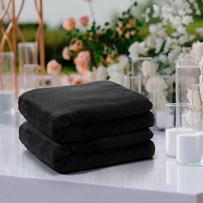 Tinideya 12 Pcs Flannel Fleece Throw Blanket Bulk 50 x 60 Inch Soft Fleece Blanket Warm Throw Blanket Coral Blankets for Couch Sofa Home Wedding Gifts Season (Black)