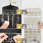 CHICECO Travel Jewelry Holder Organizer,Hanging Jewelry Organizer Storage with Zippered Pockets for Cloest,Jewelry Holder for Earrings, Necklaces（Black）