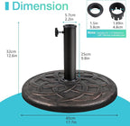 COBANA 23lb Patio Umbrella Base, Heavy Duty Round Outdoor Market Umbrella Stand Weight, Bronze