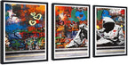 Novatique Banksy Graffiti Wall Art Abstract Poster Print Wall Decor Graffiti Picture for Bedroom Living Room Framed Ready to Hang,16" x 24" x 3pcs