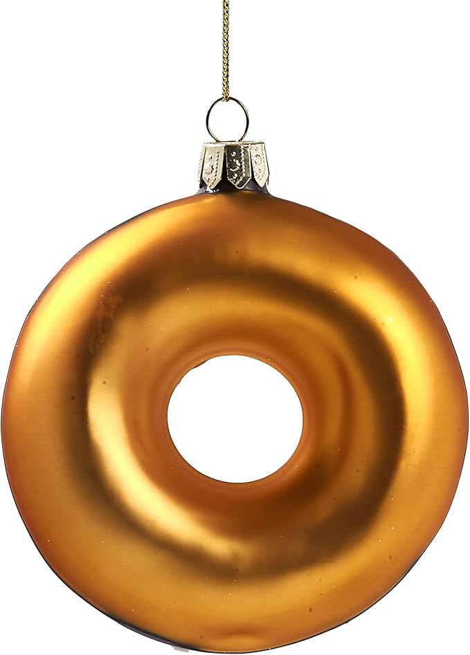 Hanging Ornaments for Christmas Tree 2025 - Chocolate Frosted Donut 3D Glass Blown Tree Decorations, Mini Food Funny Snacks Small Rare Christmas Decor for Xmas Tree Home Outdoor Centerpiece