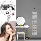 Wall Hanging Headband Organizer Ribbon Hair Hoops Storage Hairbands Hair Accessory Holder with Clear Pockets (GREY-8 POCKETS-2 Pack)