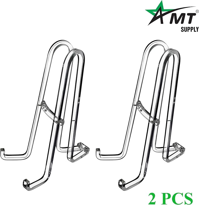 AMT 12 Inch 2 Pack Plate Stands for Display - Holder Stand + Acrylic Frame Holder Picture, Decorative Plate, Book, Photo Easel