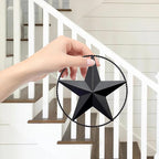 JoyEvy 6.5" Black Metal Barn Star Wall Décor - Wall Art for Farmhouse, Western, Rustic Homes - Outside or Inside of House Decorations