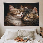 VUMIVI Cat Tapestry Adorable Animals Two Kittens Snuggling Together Vintage Print Realistic Design Tapestry Wall Hanging for Living Room Bedroom Dorm Classroom Aesthetic Decor W60xL40in