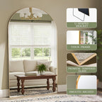 MISSDAY Oversized Arched Full Length Mirror, 83"x44" Gold Full Body Mirror with Stand, Floor Mirror Large Free Standing, Leaning or Hanging, Aluminum Frame Mounted Mirrors Wall Mirrors for Bedroom