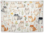 VUMIVI Cute Cat Tapestry Cartoon Pets Flowers Mushrooms Butterflies Watercolor Illustrations Tapestry Wall Hanging for Living Room Bedroom Dorm Classroom Aesthetic Decor W80xL60in