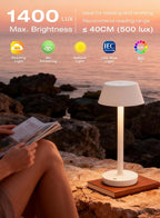 Cordless Rechargeable Table Lamp with Power Charger,Portable Touch LED Desk Lamp,5000mAh Battery Operated,2700K-5700K Tunable Dimmable for Bedroom,Outdoor Camping Bedside,White