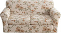 KRFOONN 3 Piece Printed Couch Cover for 2 Cushion Couch Stretch Sofa Loveseat Slipcover with 2 Separate Seat Cushion Covers Furniture Protector with Elastic Bottom for Living Room (Loveseat, 57)