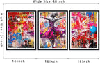 Novatique Graffiti Wall Art for Living Room Banksy Wall Art Colorful Dance Painting Print Framed Ready to Hang,16" x 24" x 3pcs
