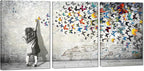 Novatique Graffiti Canvas Wall Art Banksy Wall Art Street Style Artwork Colorful Girl Butterfly Graffiti Decor Pop Pictures Painting for Living Room Office Wall Decor,20x28inchx3pcs