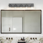 Bathroom Vanity Light, Square Design 6 Lights Morden Bathroom Lighting Fixtures Over Mirror, Black Vanity Light for Living Room/Bedroom