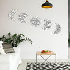 Jetec 5 Pcs Moon Phase Wall Art Decor Wall Pediments Hanging Wooden Phase Spiritual Bedroom Nordic Boho Lunar Aesthetic Art for Living Room Dorm Apartment Ornament(White,10.6 Inch,Flower)
