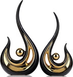 XMGZQ 2pcs Black and Gold Modern Abstract Art Statue Table Decoration,Elegantes Ceramic Statue for Home Décor Accent,Mantel,Bookshelf,Centerpiece Table Decorations for Dining Room,adornos para sala