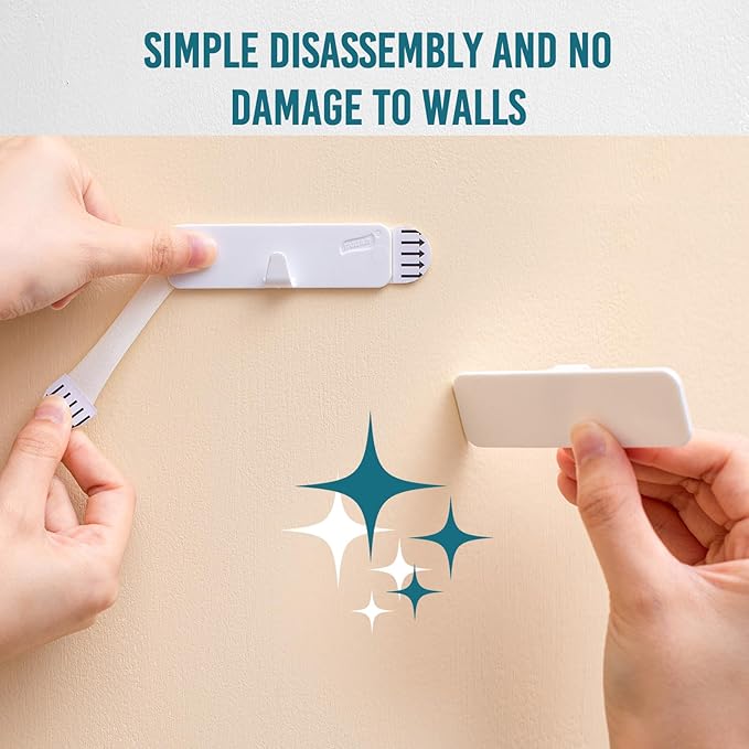 TAILI Picture Hangers 4 Pack, Adhesive Hanging Hooks Without Nails, No Damage Sawtooth Hangers, Art Hanger for Bathroom Kitchen Home Door Closet, Inclue 2 Extra Strips
