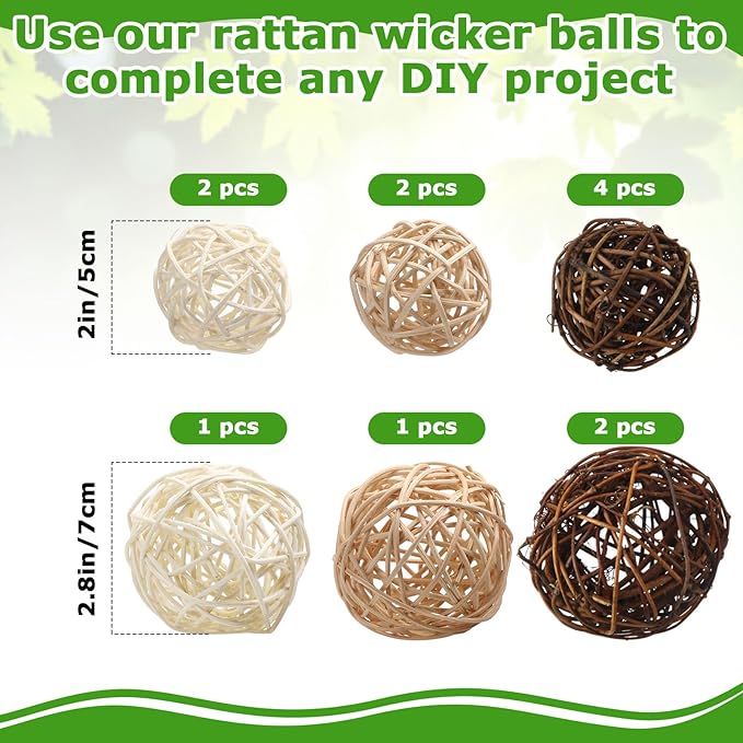Yunsailing 36 Pcs Moss Decorative Balls for Centerpiece Bowls and Rattan Wicker Balls Handmade Moss Orbs Vase Filler for Garden Wedding Home Christmas Party Decoration(Retro Colors)