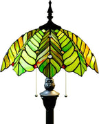 Tiffany Floor Lamp Stained Glass Lamp Standing Reading Light 16x16x70 Inch for Living Room (Amber Green Beach Coconut Tree Style)